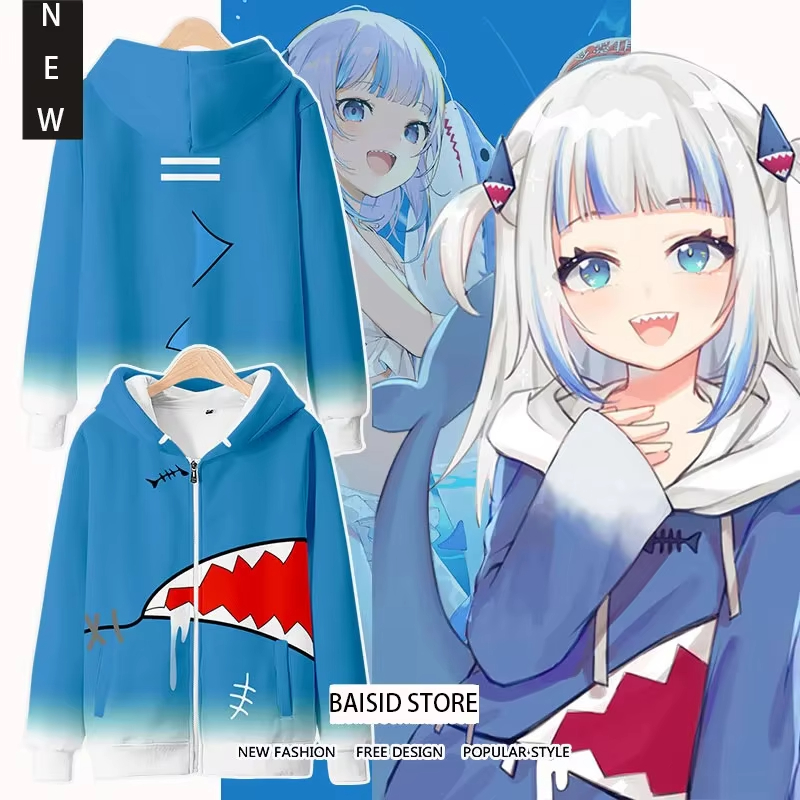 Anime Cosplay Shop - Аниме Gawr Gura косплей толстовки с